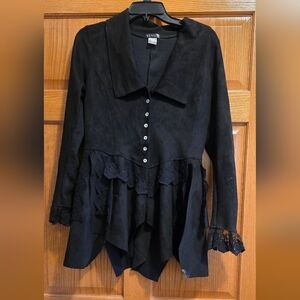 VENUS Black Lace Trim Blouse